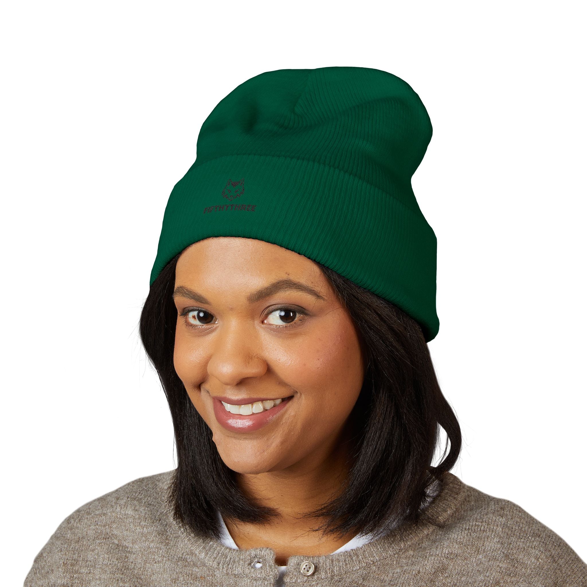 Embroidered Husky Logo Cuffed Beanie — Classic Knit Winter Hat
