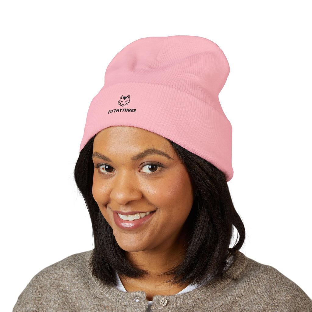 Embroidered Husky Logo Cuffed Beanie — Classic Knit Winter Hat