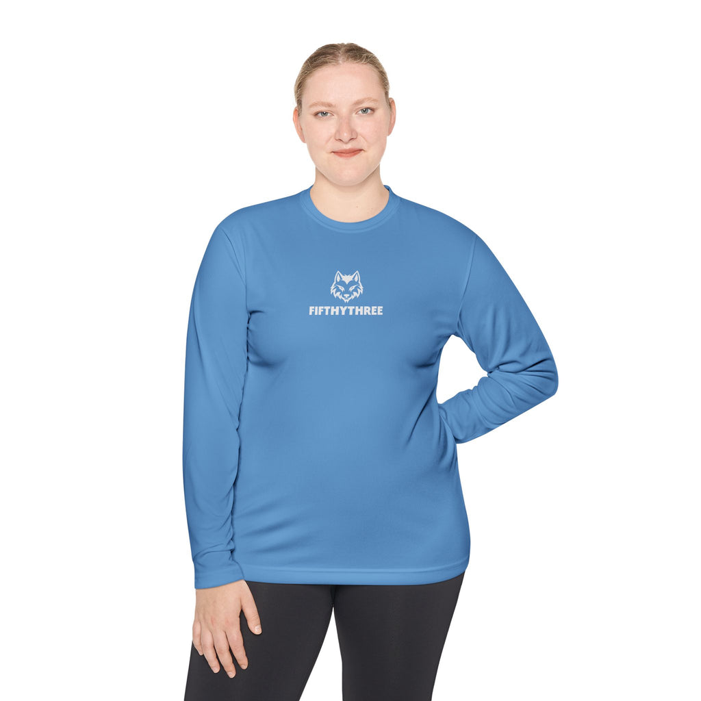 Wolf Head with FIFTYTHREE Text Long Sleeve Tee | Minimal Logo Chest