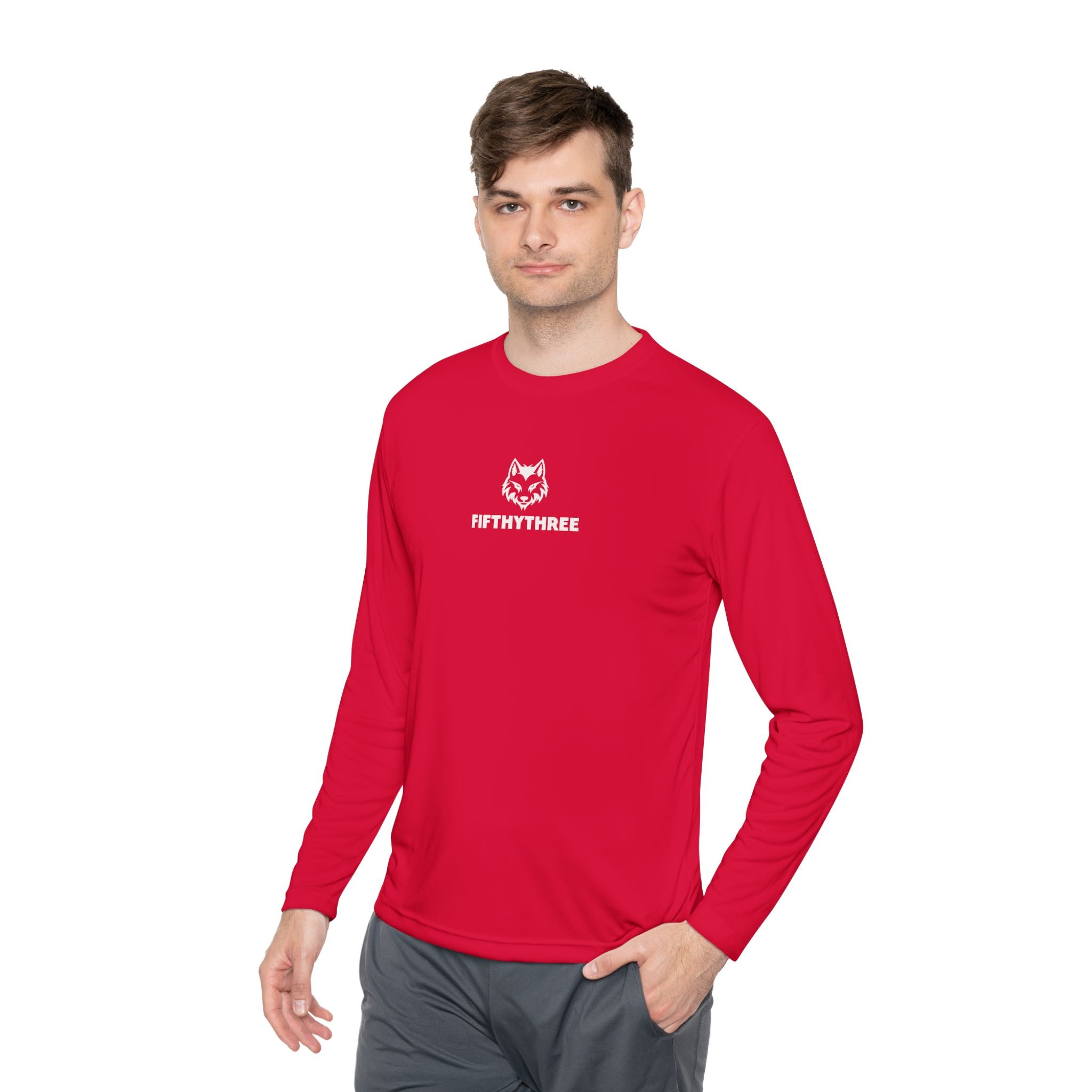 Wolf Head with FIFTYTHREE Text Long Sleeve Tee | Minimal Logo Chest