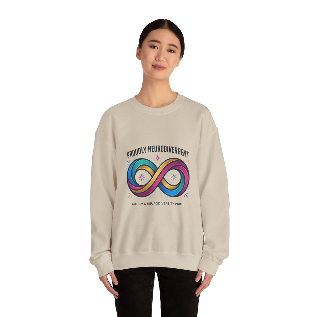 Proudly Neurodivergent Crewneck Sweatshirt | autistic pride, neurodiversity affirming