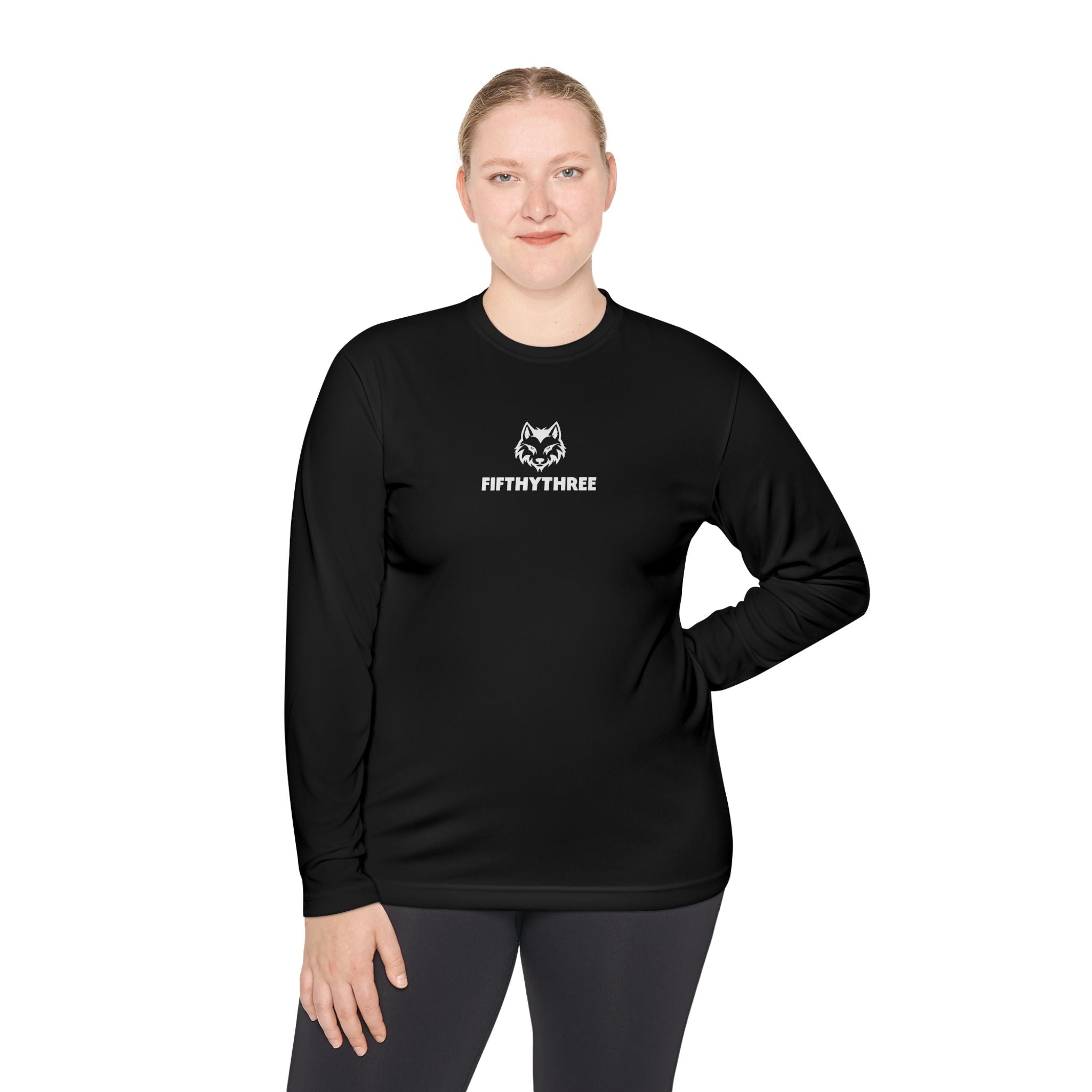 Wolf Head with FIFTYTHREE Text Long Sleeve Tee | Minimal Logo Chest