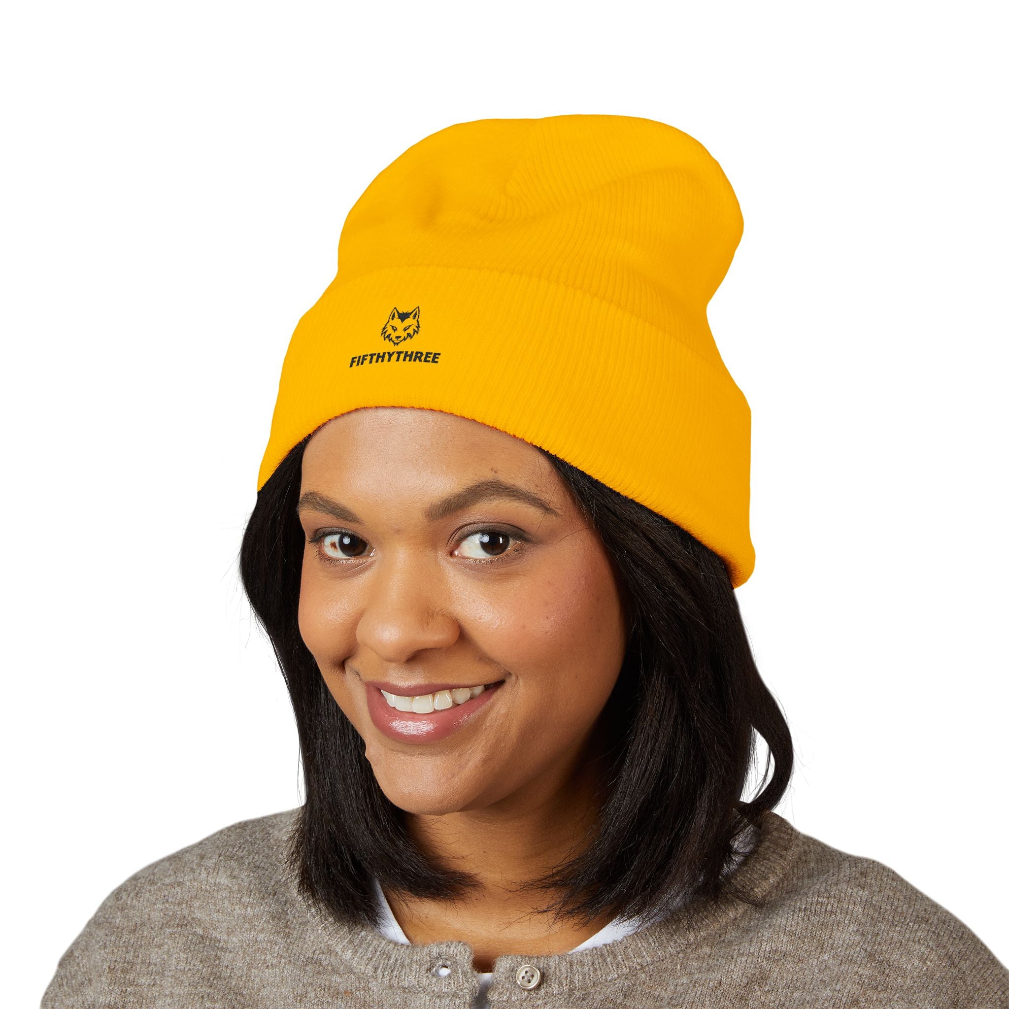 Embroidered Husky Logo Cuffed Beanie — Classic Knit Winter Hat