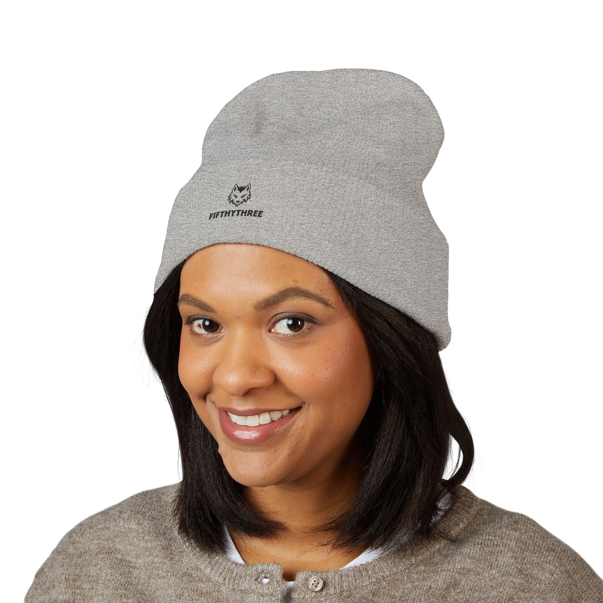 Embroidered Husky Logo Cuffed Beanie — Classic Knit Winter Hat