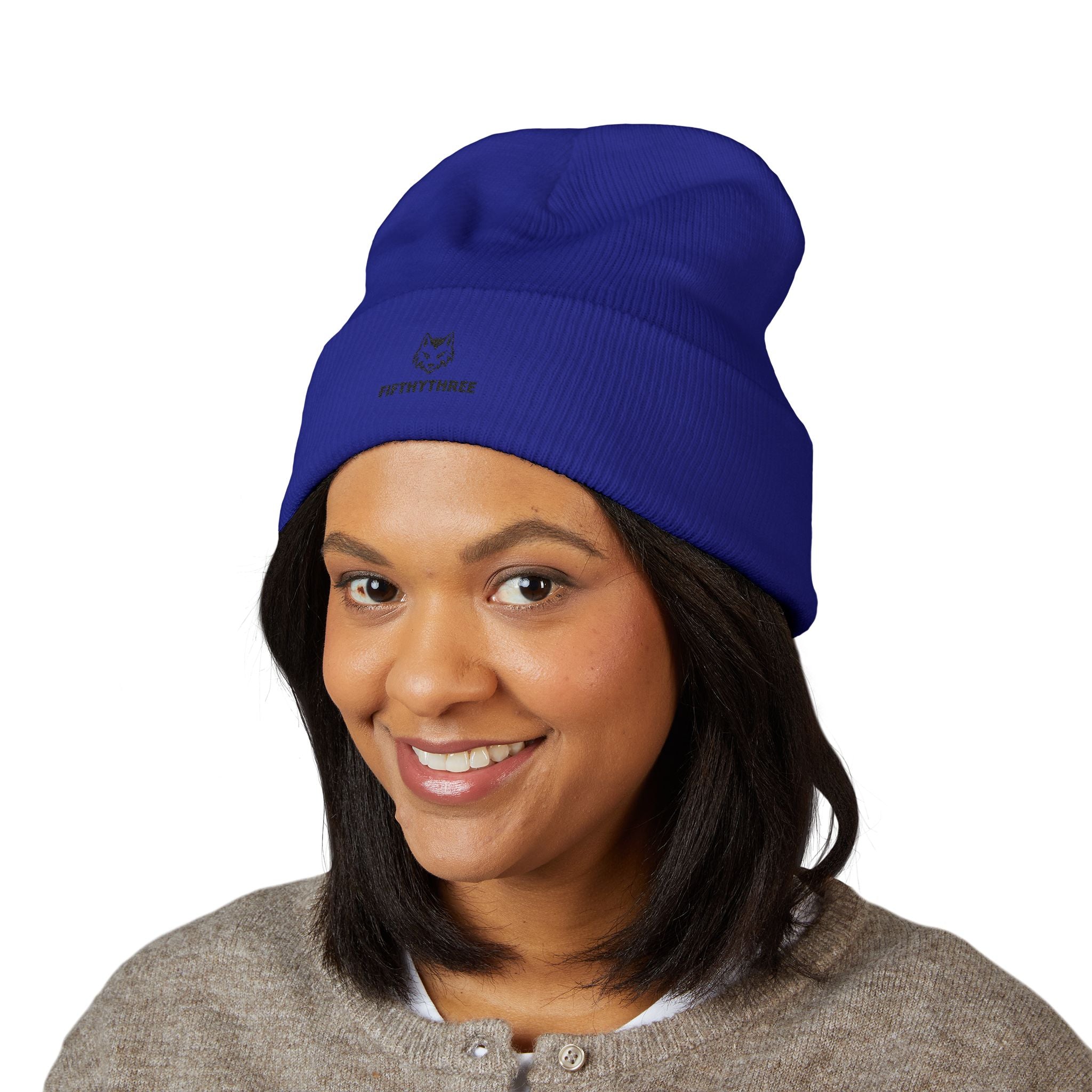 Embroidered Husky Logo Cuffed Beanie — Classic Knit Winter Hat