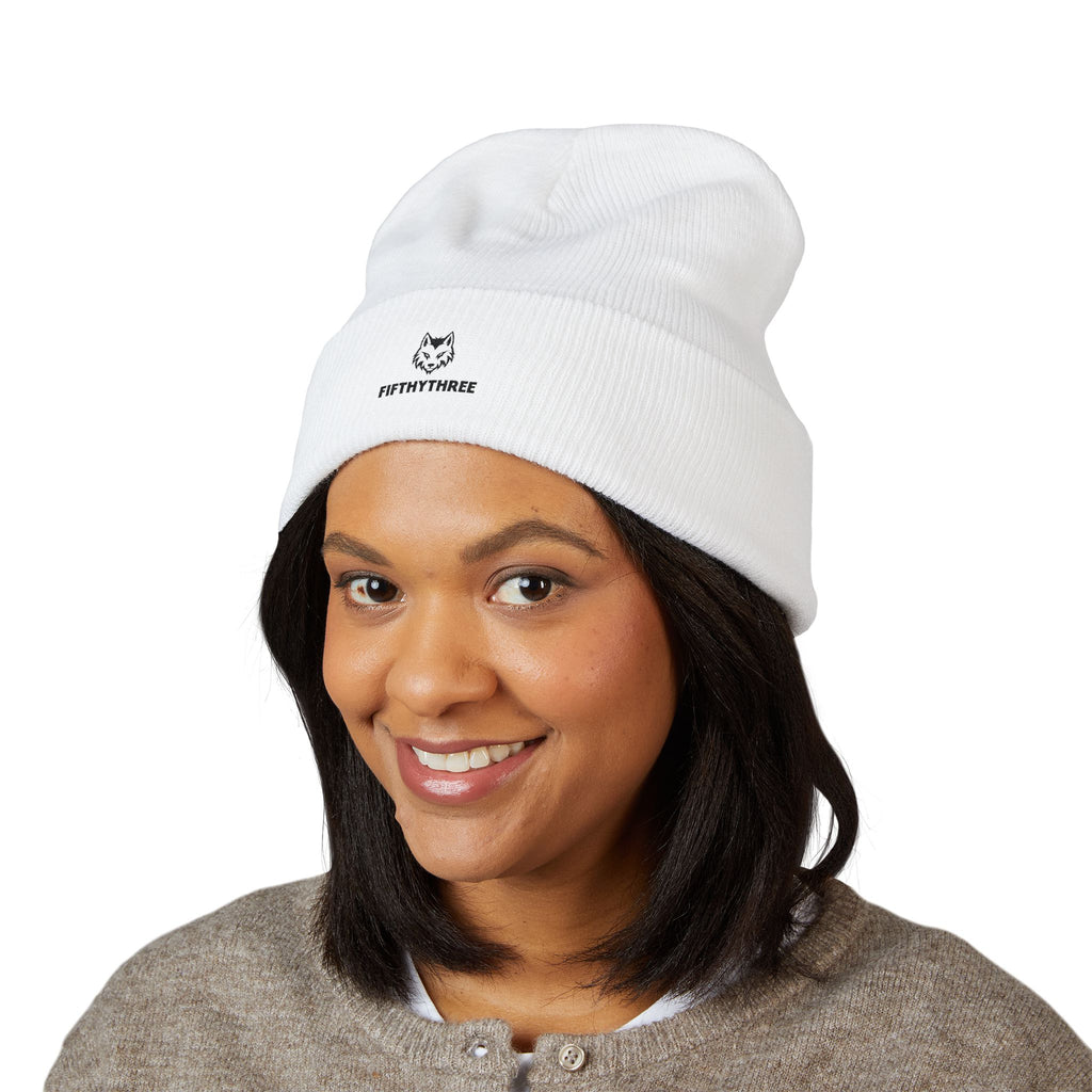 Embroidered Husky Logo Cuffed Beanie — Classic Knit Winter Hat