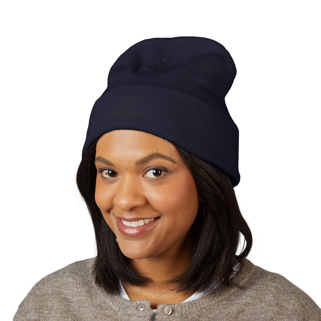 Embroidered Husky Logo Cuffed Beanie — Classic Knit Winter Hat